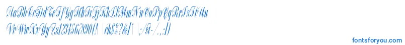 BordeauxScriptLetPlain-Schriftart – Blaue Schriften auf weißem Hintergrund