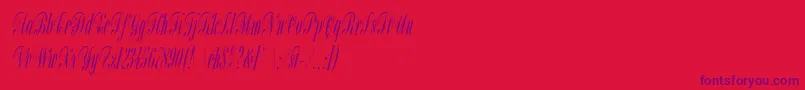 BordeauxScriptLetPlain-Schriftart – Violette Schriften auf rotem Hintergrund