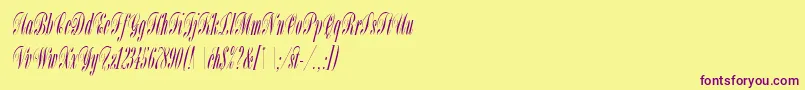 BordeauxScriptLetPlain-Schriftart – Violette Schriften auf gelbem Hintergrund