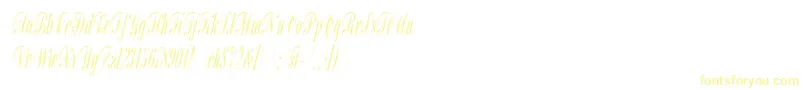 BordeauxScriptLetPlain-Schriftart – Gelbe Schriften auf weißem Hintergrund