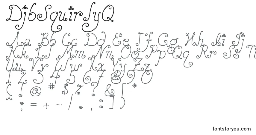 Schriftart DjbSquirlyQ – Alphabet, Zahlen, spezielle Symbole