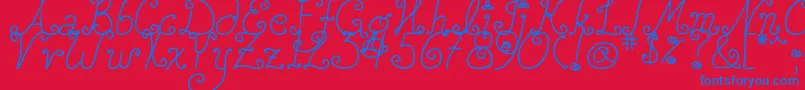 DjbSquirlyQ Font – Blue Fonts on Red Background