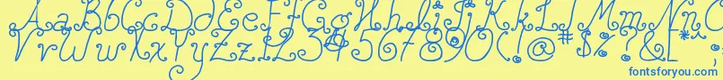 Police DjbSquirlyQ – polices bleues sur fond jaune