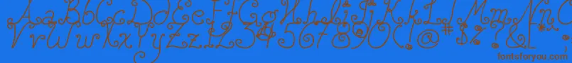 DjbSquirlyQ Font – Brown Fonts on Blue Background