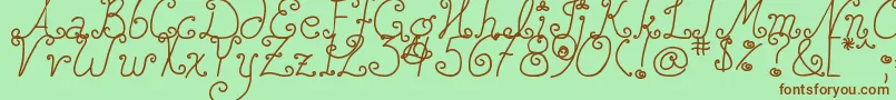 DjbSquirlyQ Font – Brown Fonts on Green Background