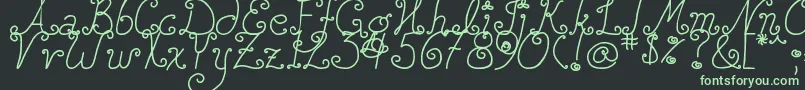 DjbSquirlyQ Font – Green Fonts on Black Background