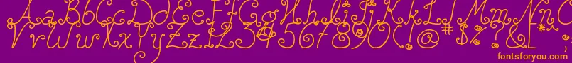 DjbSquirlyQ Font – Orange Fonts on Purple Background