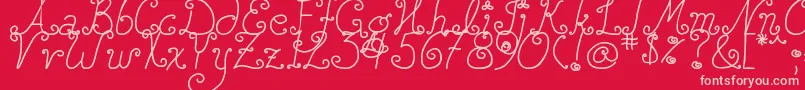 DjbSquirlyQ Font – Pink Fonts on Red Background