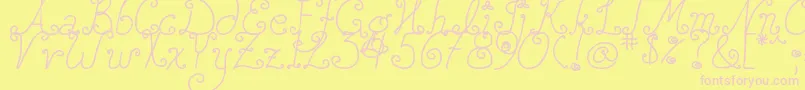 Fonte DjbSquirlyQ – fontes rosa em um fundo amarelo