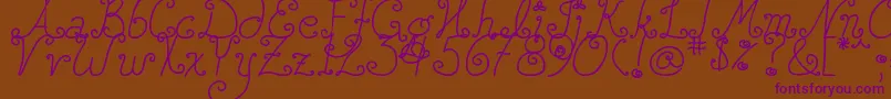 DjbSquirlyQ Font – Purple Fonts on Brown Background