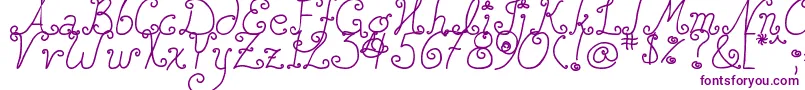 Weitere Informationen zur DjbSquirlyQ-Schriftart DjbSquirlyQ-Schriftart – Violette Schriften auf weißem Hintergrund