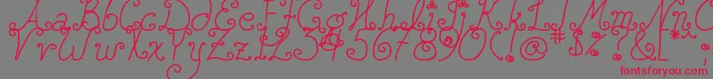 フォントDjbSquirlyQ – 赤い文字の灰色の背景