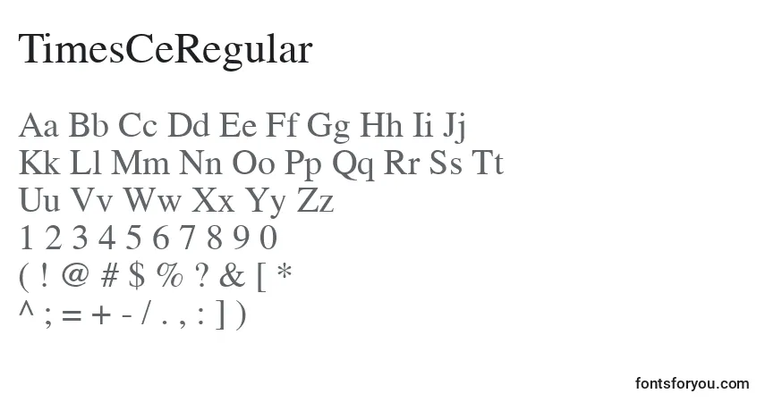 Schriftart TimesCeRegular – Alphabet, Zahlen, spezielle Symbole