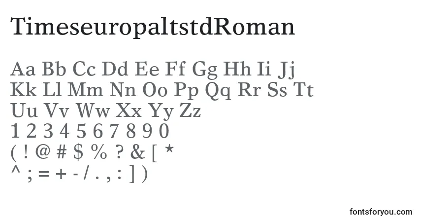 Czcionka TimeseuropaltstdRoman – alfabet, cyfry, specjalne znaki