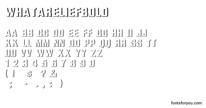 A fonte WhataReliefBold – alfabeto, números, caracteres especiais