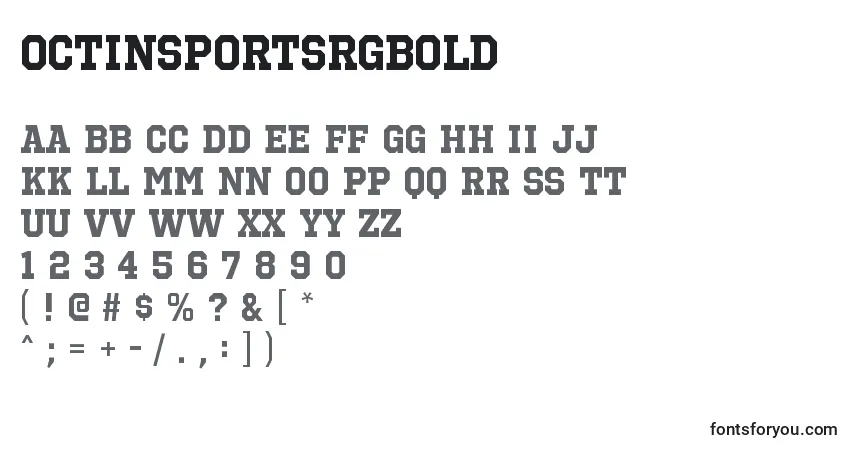 Czcionka OctinsportsrgBold – alfabet, cyfry, specjalne znaki