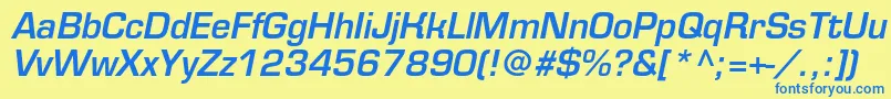 Шрифт EurofontmediumcItalic – синие шрифты на жёлтом фоне