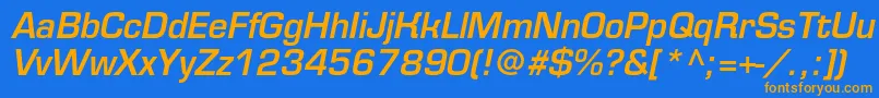 EurofontmediumcItalic Font – Orange Fonts on Blue Background
