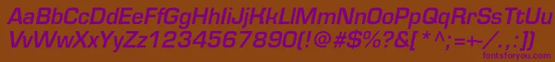 EurofontmediumcItalic Font – Purple Fonts on Brown Background