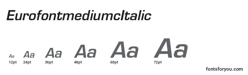 Размеры шрифта EurofontmediumcItalic