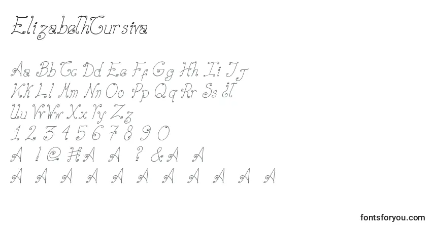 Шрифт ElizabethCursiva – алфавит, цифры, специальные символы
