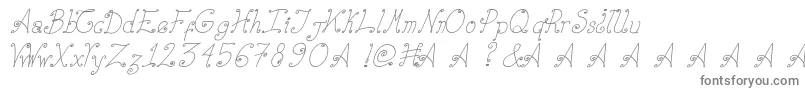 ElizabethCursiva-fontti – harmaat kirjasimet valkoisella taustalla