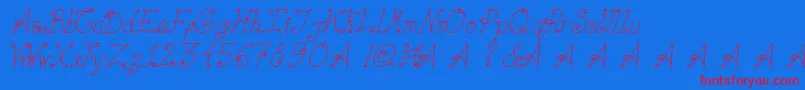 フォントElizabethCursiva – 赤い文字の青い背景