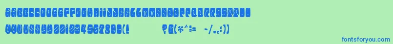 フォントElectorate Boogaloo – 青い文字は緑の背景です。
