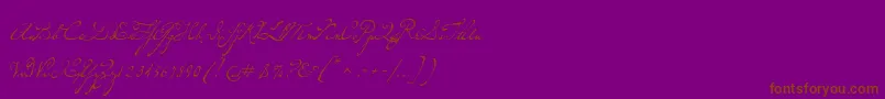 P22dearestscript-Schriftart – Braune Schriften auf violettem Hintergrund