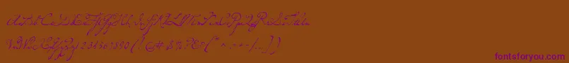 P22dearestscript Font – Purple Fonts on Brown Background