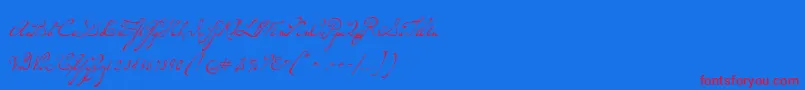 P22dearestscript-Schriftart – Rote Schriften auf blauem Hintergrund