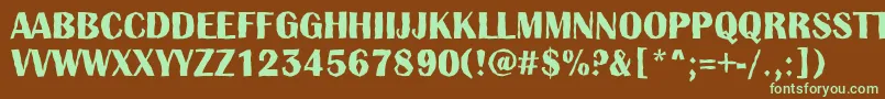 フォントAlbionictitulbrkBold – 緑色の文字が茶色の背景にあります。