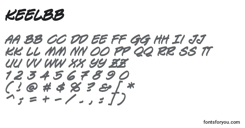 Schriftart Keelbb – Alphabet, Zahlen, spezielle Symbole