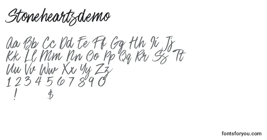 Шрифт Stoneheartsdemo – алфавит, цифры, специальные символы