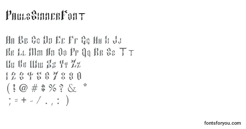 Czcionka PaulsSinnerFont – alfabet, cyfry, specjalne znaki
