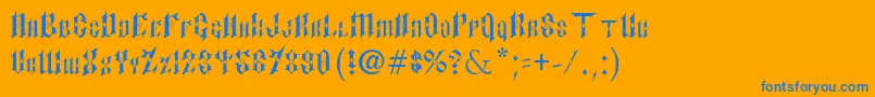 PaulsSinnerFont-Schriftart – Blaue Schriften auf orangefarbenem Hintergrund