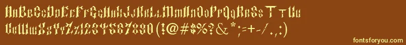 PaulsSinnerFont-fontti – keltaiset fontit ruskealla taustalla