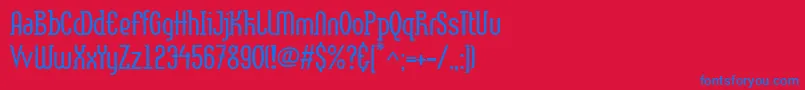 LinotypemethodLight-Schriftart – Blaue Schriften auf rotem Hintergrund