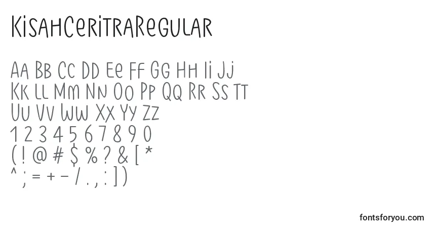Schriftart KisahCeritraRegular – Alphabet, Zahlen, spezielle Symbole
