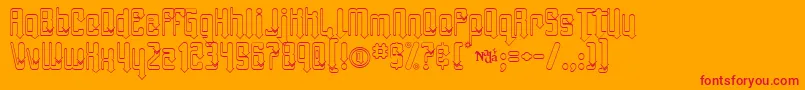 AngieTanlines-Schriftart – Rote Schriften auf orangefarbenem Hintergrund