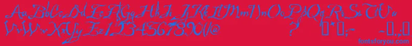 Malagua Font – Blue Fonts on Red Background