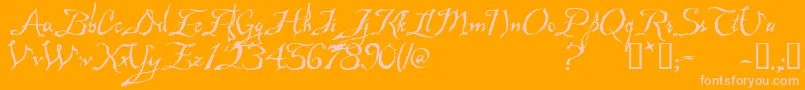 Malagua-Schriftart – Rosa Schriften auf orangefarbenem Hintergrund