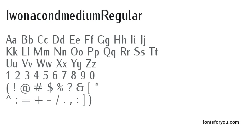 A fonte IwonacondmediumRegular – alfabeto, números, caracteres especiais