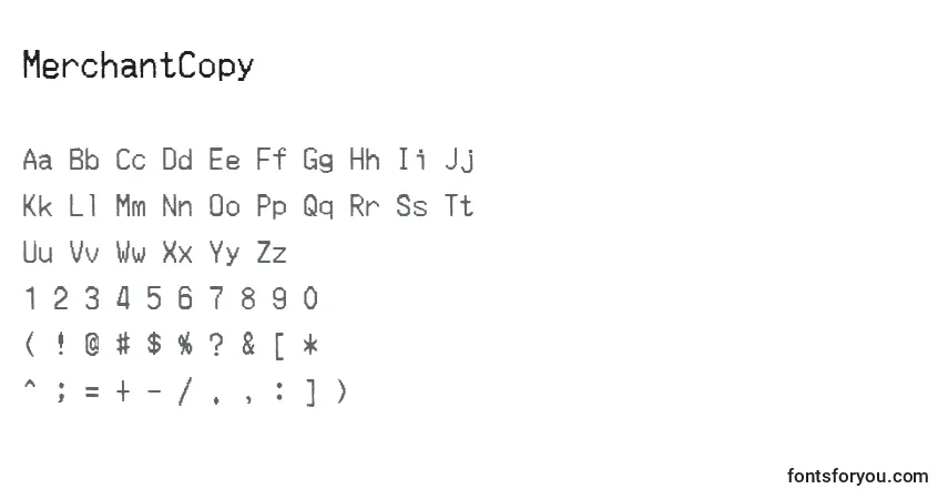 Fuente MerchantCopy - alfabeto, números, caracteres especiales