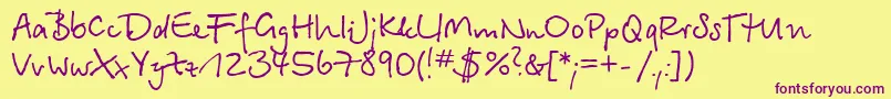 Bts-Schriftart – Violette Schriften auf gelbem Hintergrund