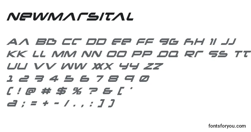 Schriftart Newmarsital – Alphabet, Zahlen, spezielle Symbole