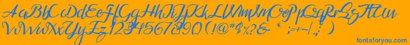 Guarddillatypefacedemo-Schriftart – Blaue Schriften auf orangefarbenem Hintergrund