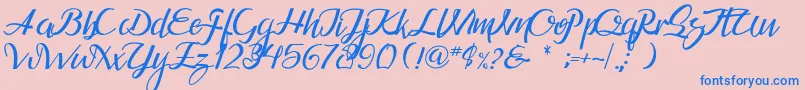 Guarddillatypefacedemo-Schriftart – Blaue Schriften auf rosa Hintergrund