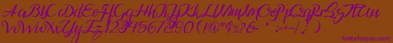 Guarddillatypefacedemo-Schriftart – Violette Schriften auf braunem Hintergrund