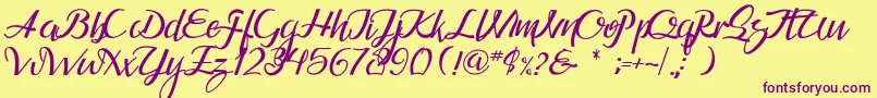 Guarddillatypefacedemo Font – Purple Fonts on Yellow Background